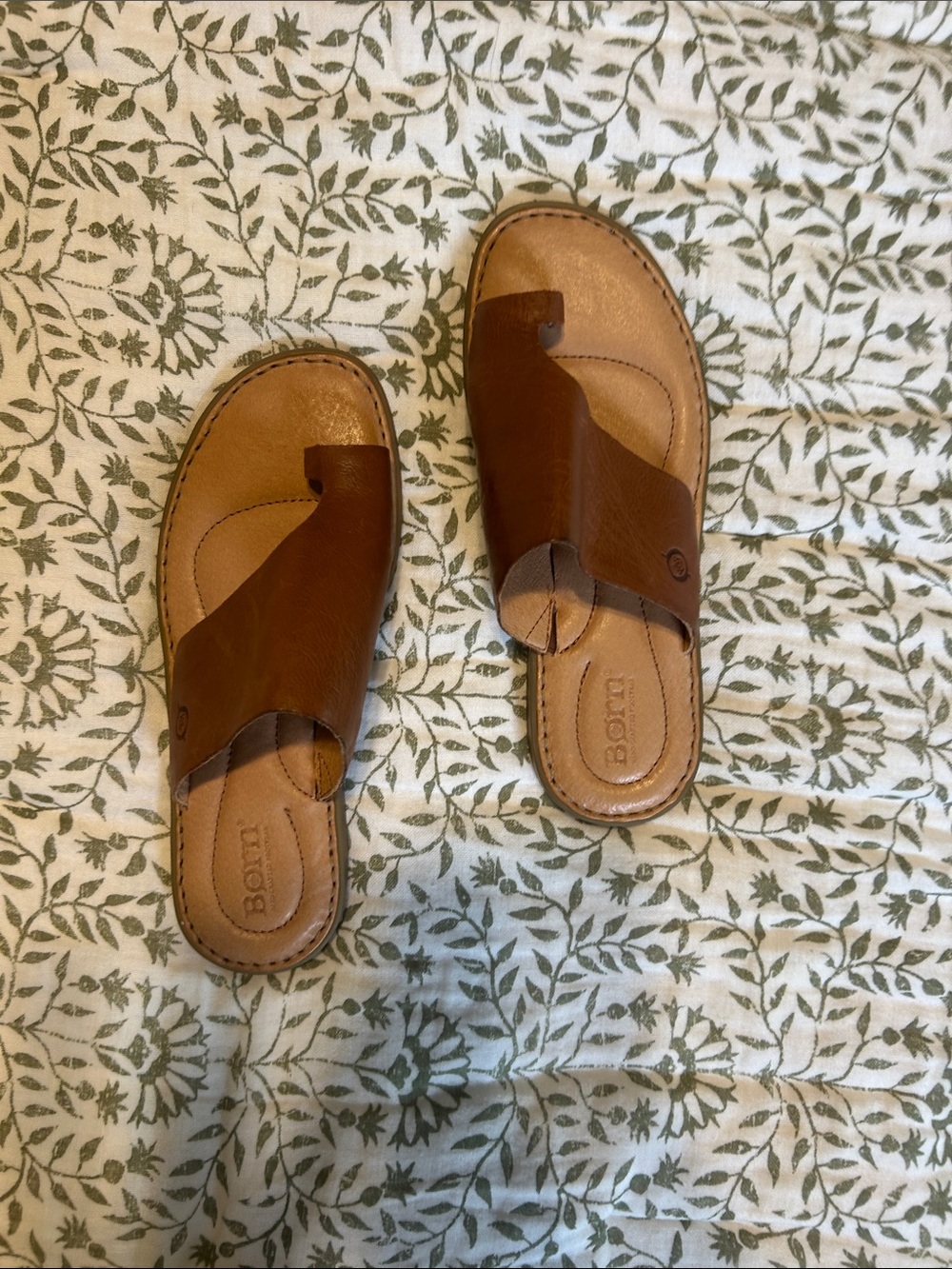 Born Brown Leather Slide Sandals
